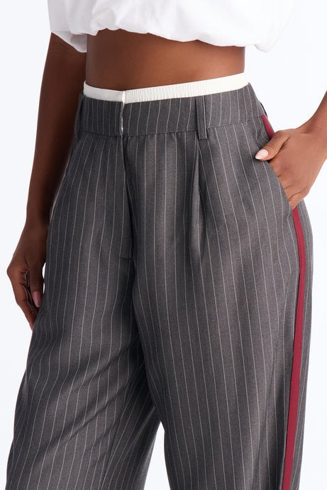 Tall Dedicated To You Double Waistband Trouser - Charcoal/combo