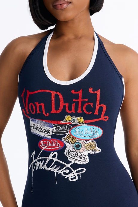 Von Dutch Free Bird Romper - Navy