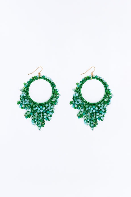 Beach Day Hoop Earrings - Green/combo