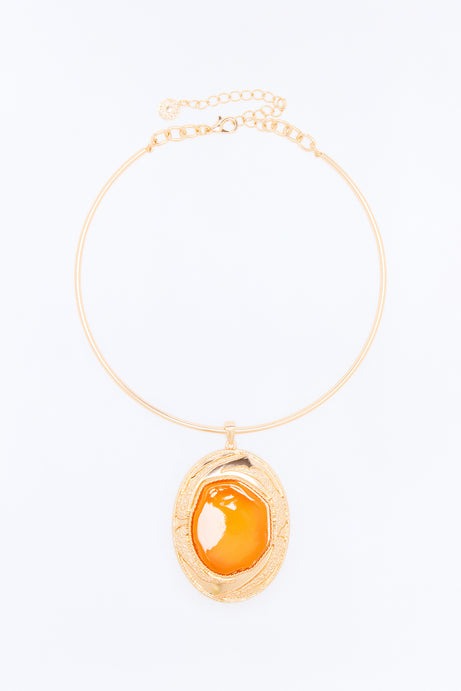 Divine Drip Jeweled Necklace - Gold/Orange