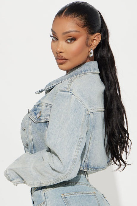 Can't Move On Cropped Denim Jacket - Light Wash