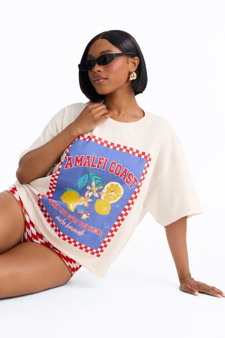 Postcard From Amalfi Washed T-Shirt - Cream