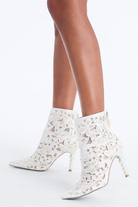 Betsey Johnson Jack Embellished Bootie - Ivory