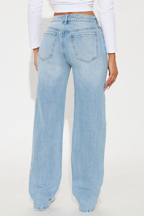 90s Classic Vintage Straight Leg Jeans - Light Wash