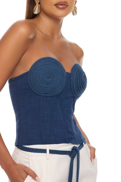 Tuscan Sunsets Corset Pant Set - Navy/combo