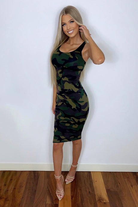 Day Out Printed Midi Dress - Camouflage