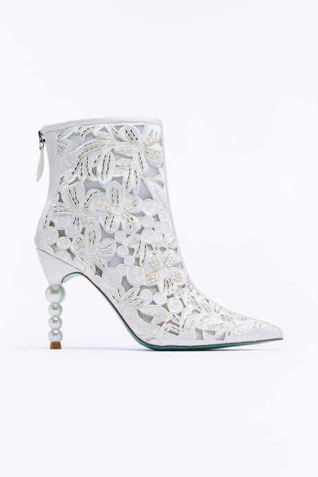 Betsey Johnson Jack Embellished Bootie - Ivory