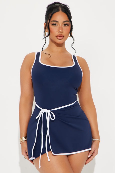 Coraline Contrast Romper - Navy/combo