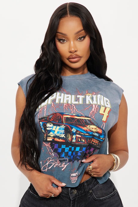 Asphalt King 4 Washed Muscle Tee - Charcoal