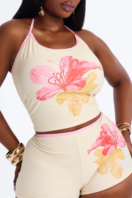 Kiele Flower Tankini 2 Piece Bikini - Butter Yellow