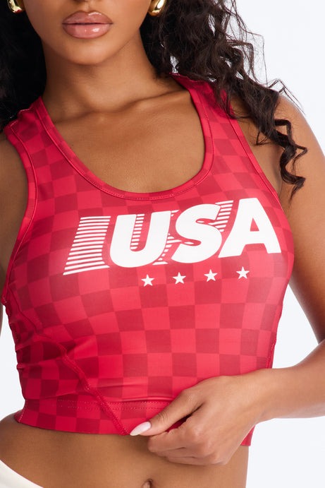 Umbro USA Checkered Cropped Tank - Red