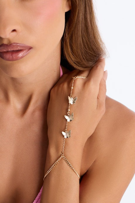 Butterflies Are Free Hand Chain - Gold