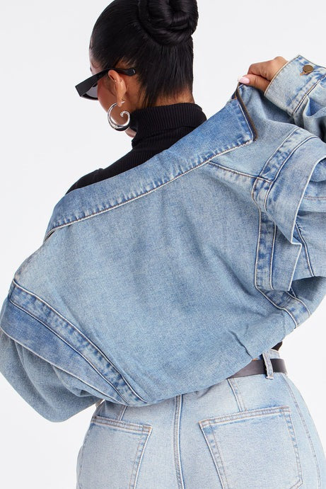 Isabelle Denim Bomber Jacket - Vintage Wash