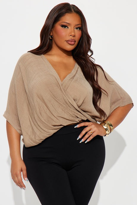 Annah Gauze Blouse Top - Taupe