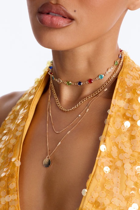 Pure Radiance Layered Neckalce - Gold/Multi