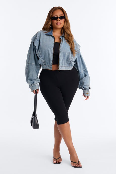 Isabelle Denim Bomber Jacket - Vintage Wash