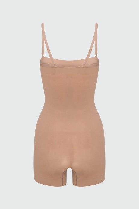 Nova Sculpt Seamless Strong Compression Strapless Shortie Bodysuit - Nude