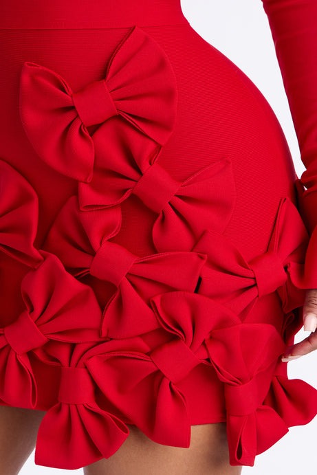 Literally Just A Girl Bow Bandage Micro Mini Dress - Red
