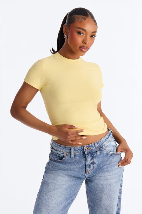 Camilla Classic Fit Crew Neck Tee - Butter Yellow