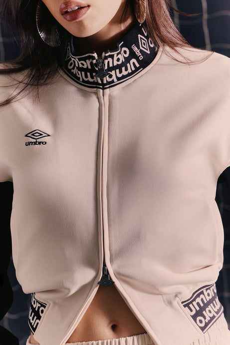 Umbro Mock Neck Scuba Zip Up Jacket - Cream/combo