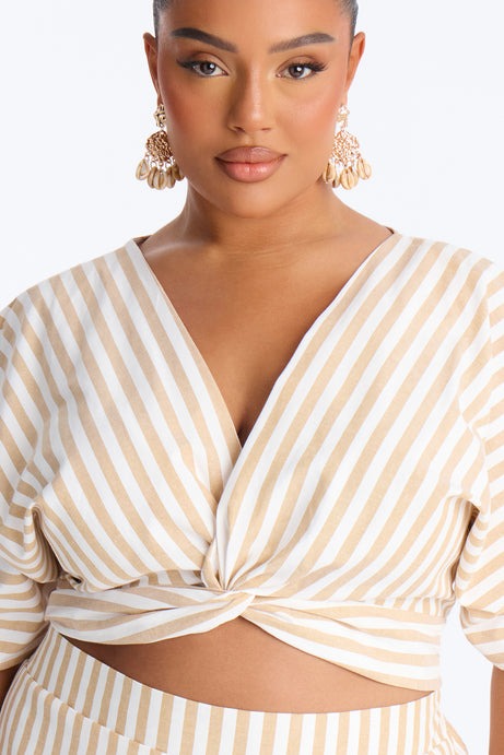 Nantucket Stripe Pant Set - Taupe