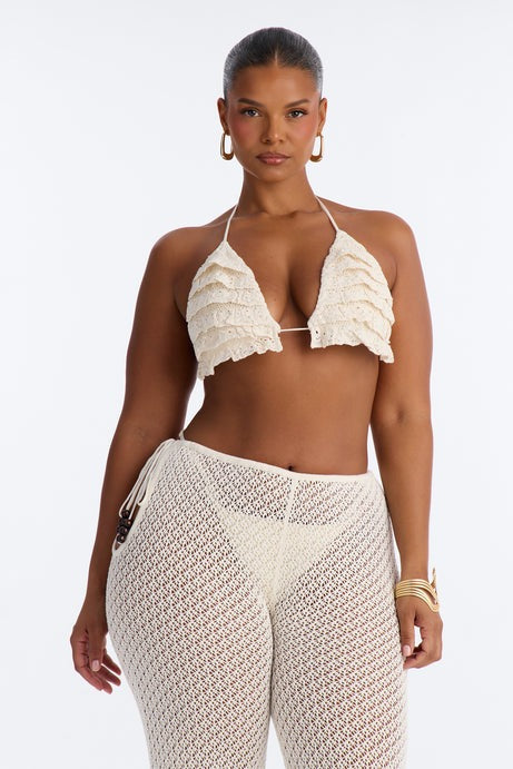 Sunset Crochet 3 Piece Pant Set - Cream