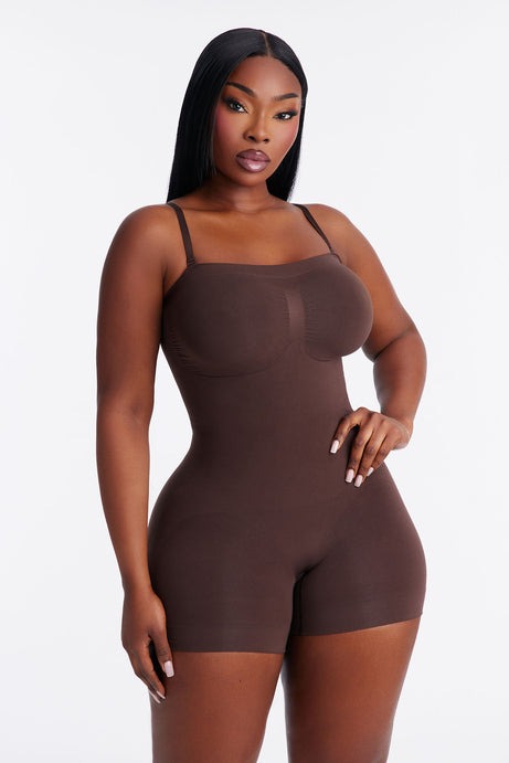 Nova Sculpt Seamless Strong Compression Strapless Shortie Bodysuit - Coco
