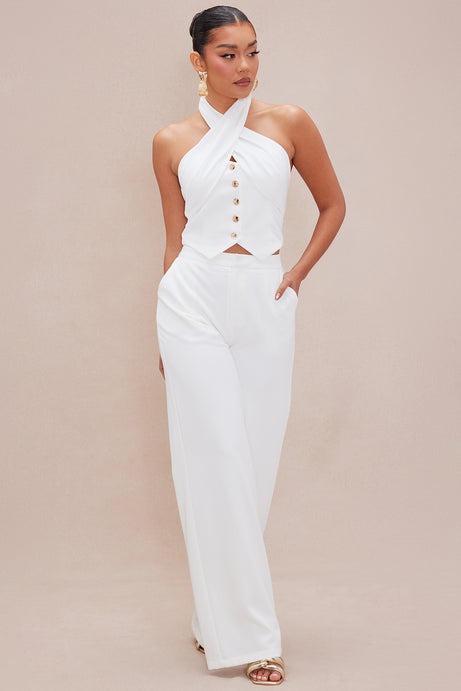 Clarice Wide Leg Pant Set - White/combo