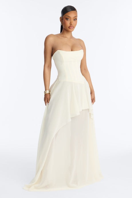 Effortless Charm Chiffon Gown - Ivory