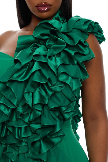 Leila Ruffle Mini Dress - Green