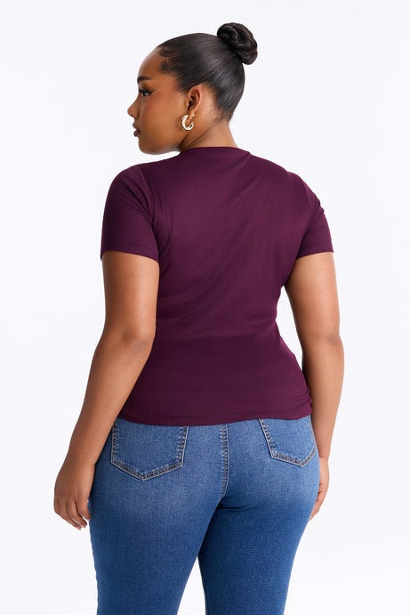 Chloe Crew Neck Short Sleeve Tee - Plum