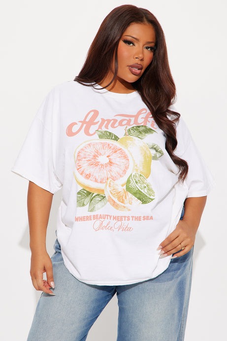 Amalfi Summer Washed Oversized Tee - Natural