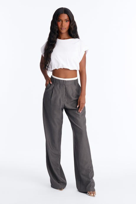 Tall Dedicated To You Double Waistband Trouser - Charcoal/combo