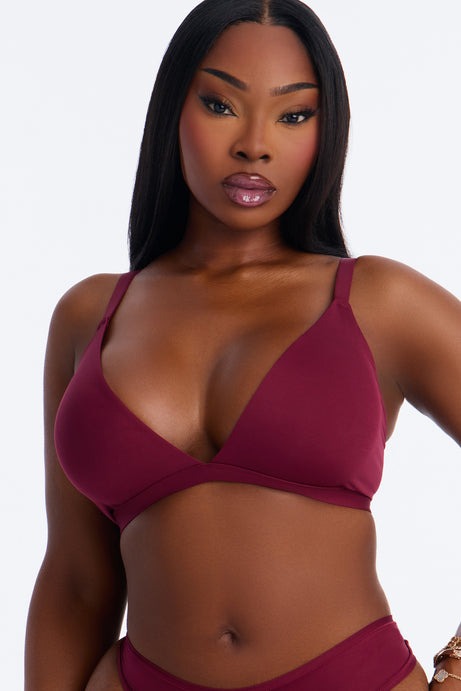 Light As A Feather Microfiber Triangle Bralette - Wine