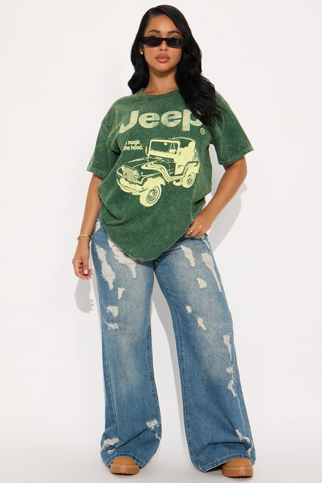 Jeep Magic Under The Hood Washed Tee - Dark Olive