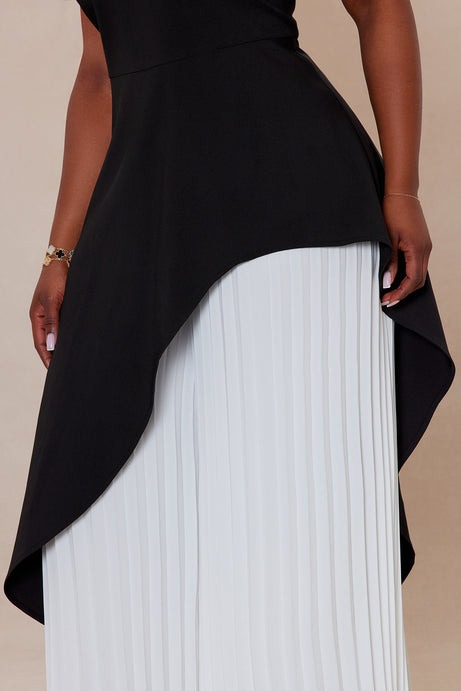Paris Pleated Pant Set - Black/White