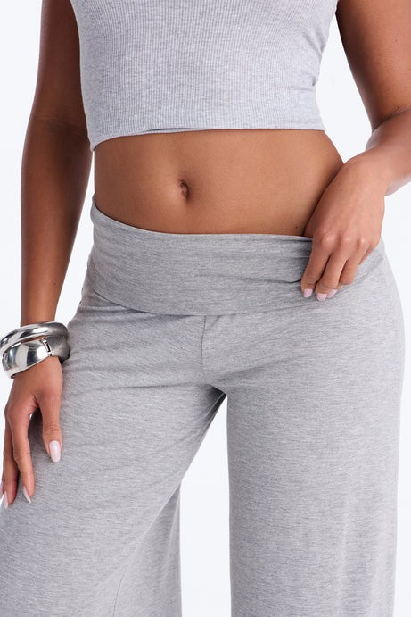 Kiki Low Rise Foldover Gaucho Pant - Heather Grey