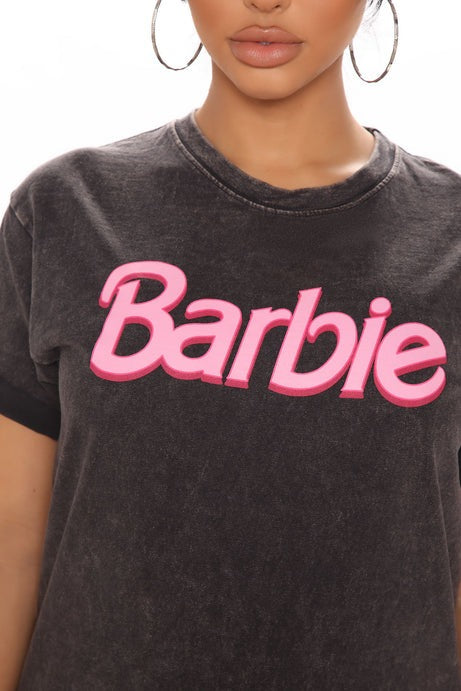 Barbie Girl Mineral Wash Top - Black Wash