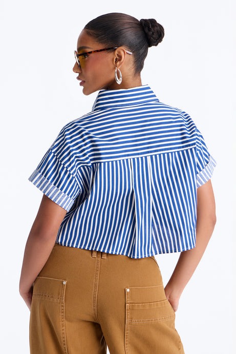 Beachside Babe Striped Shirt - Navy/combo