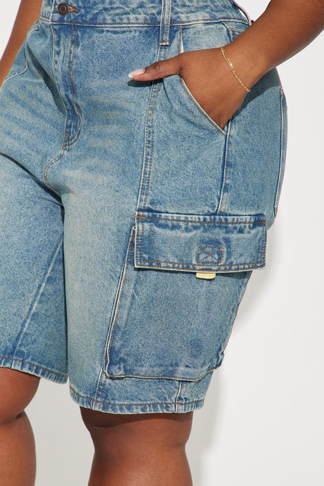 Cameron Denim Cargo Shorts - Medium Wash
