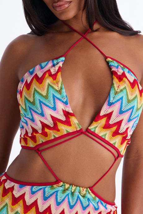 Paradise Plans Cut Out Crochet Maxi Dress - Multi Color