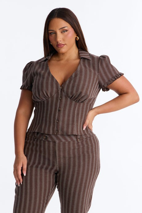 Mabel Striped Capri Set - Chocolate/Combo