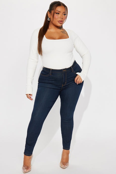Classic Mid Rise Skinny Jeans - Dark Denim