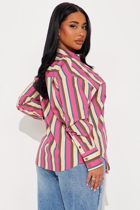 I'm The Main Topic Striped Shirt - Pink/combo