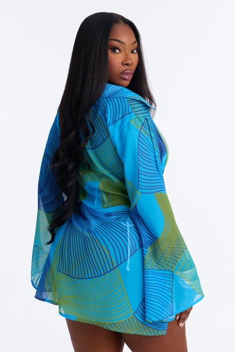Yacht Babe Cover Up - Teal/combo
