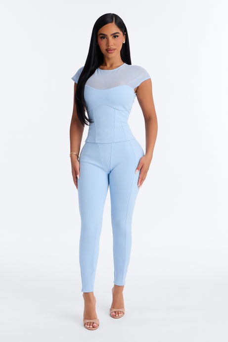 Scarlett Snatched Pant Set - Light Blue