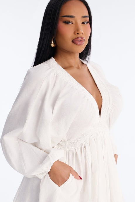 Rory Poplin Mini Dress - White