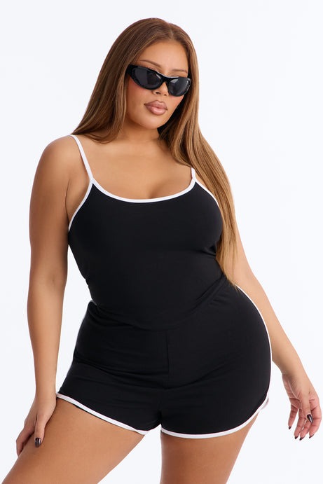 Step Back Lounge Short Set - Black