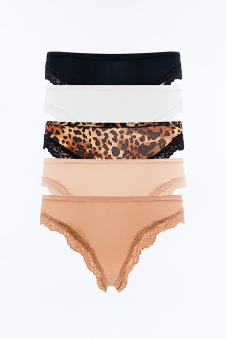 Flexible Fit Comfort Stretch 5 Pack Bikini - Brown/combo