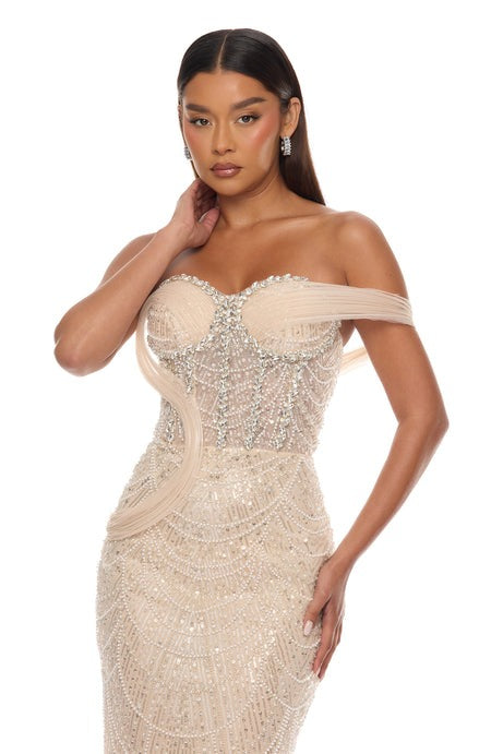 Diamond Of The Ball Sequin Gown - Champagne